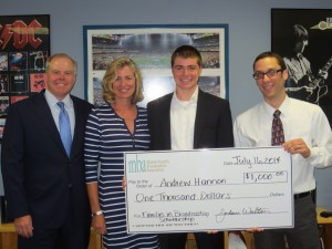 2014 Families in Broadcasting Scholarship winner Andrew Hannon, whose father Mark is the Market Manager for CBS Radio - Boston.